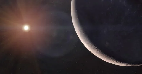 Moon and sun at 4K. High resolution and detailed lunar Shadows and lights moving Stock Footage 156572101
