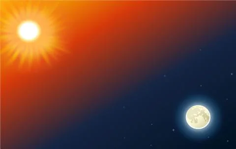 Moon and Sun Stock Illustration