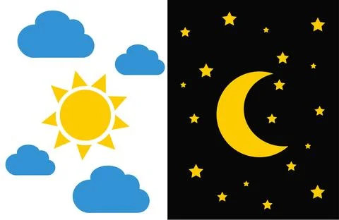 The moon and the sun night and day Stock Illustration