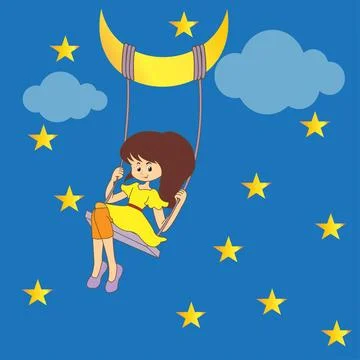 Moon and swing Ilustração Stock