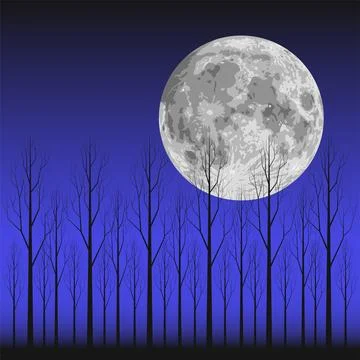 Moon and Tree Stock Illustration