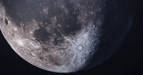 Moon and Tycho crater highlighted with ray system false color 4K High resolution Stock Footage 156571385