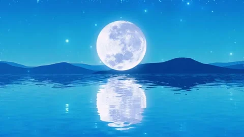 Moon and Water Reflections in a Dark Background Video stock 303255175