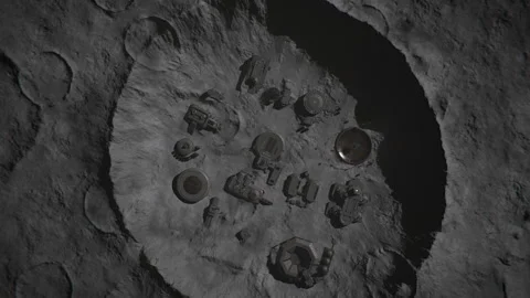 Moon Base with Development Of The Surface Of The Moon Stock-Footage 290088211