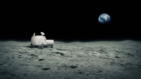 Moon Base With Earth In The Distance Stock Footage 63837688