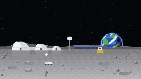 Moon base with rover Stock Footage 348648590