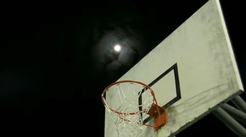 Moon-basketball-clouds-time-lapse Stock Footage 10905717