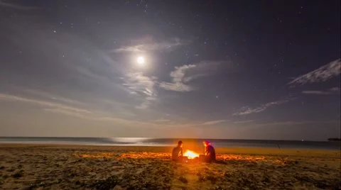 The moon on the beach Stock Footage 63160951