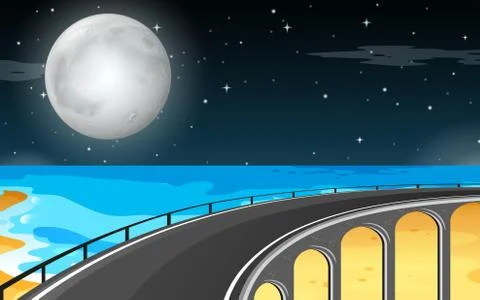 Moon on the beach Stock Illustration