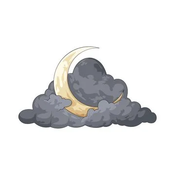 Moon behind cloud illustration Stock Illustration