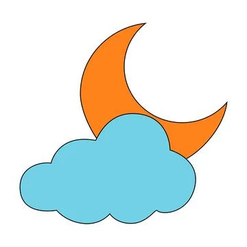A moon behind the cloud at white background Stock Illustration