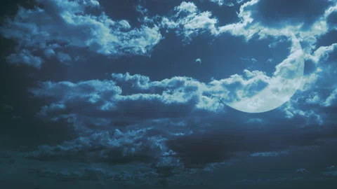 Moon behind the clouds fantasy video. Stock Footage 162465040