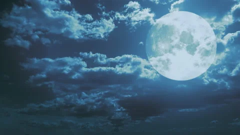 Moon behind the clouds fantasy video. Stock Footage 164486864