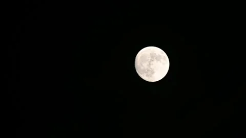 Moon in Black Sky with Cloud Movement Stock Footage 345030607