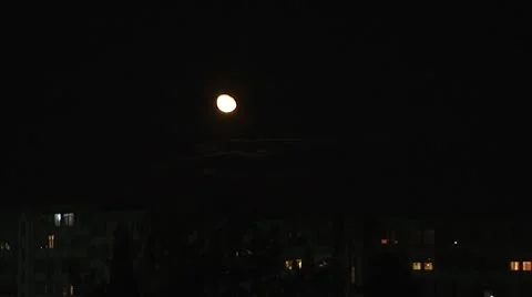 Moon. Block Houses. Stock Footage 10036934