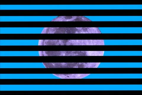Moon on blue background   behind a black grille Ilustración de archivo