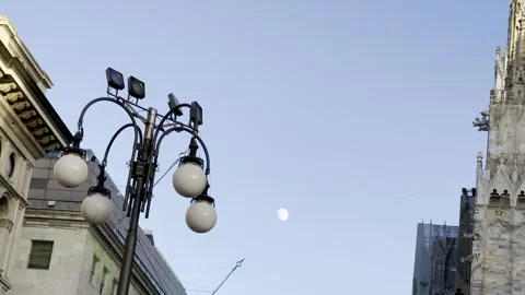 Moon in the blue sky Stock Footage 263694871