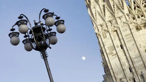 Moon in the blue sky Stock Footage 263694913
