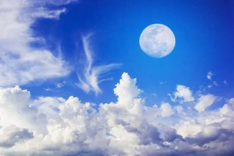 Moon on blue sky Stock Photos