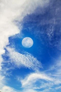 Moon on blue sky Stock Photos
