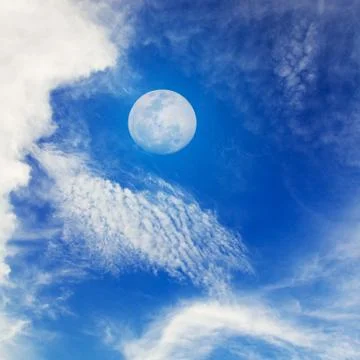 Moon on blue sky Stock Photos