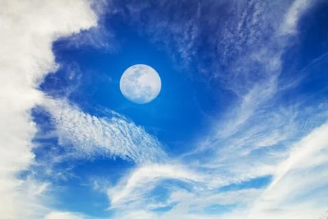 Moon on blue sky Stock Photos