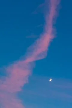 Moon on blue sky with pink clouds Stock-Fotos