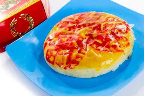 Moon cake isolated on white Stock Photos