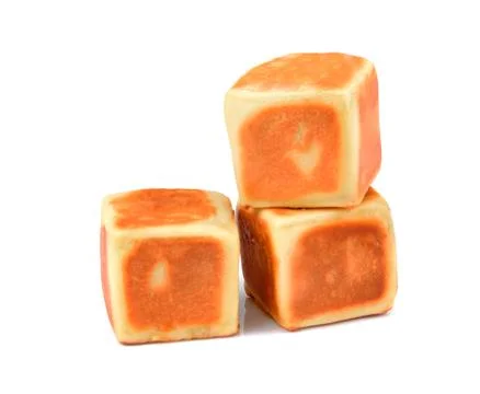 Moon Cake or square Cake sweets dessert on white Stock Photos