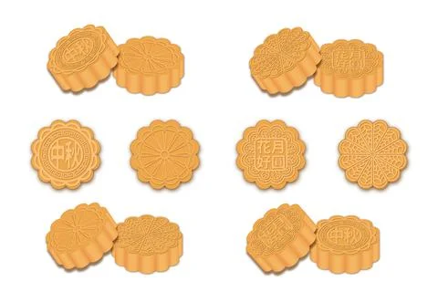 Moon cake set vector Stock Illustration