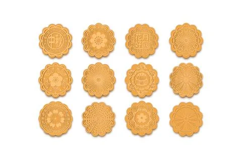 Moon cake set vector, Mid Autumn Festival Stock Illustration