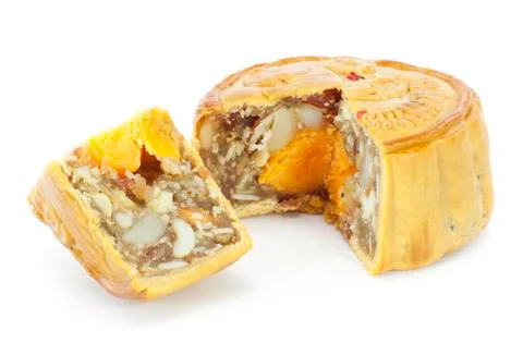 Moon cake on white background Stock Photos