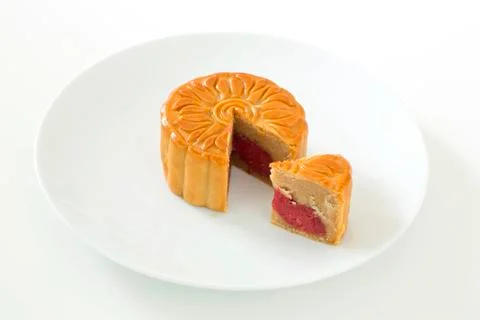 Moon cake on white background Stock Photos