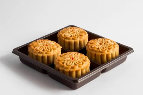 Moon cake on white background Stock Photos
