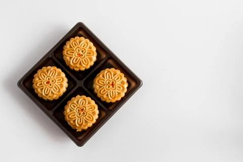 Moon cake on white background Stock Photos