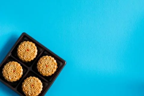 Moon cake on white background Stock Photos