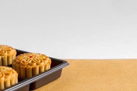 Moon cake on white background Stock Photos