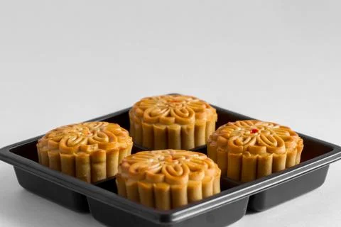 Moon cake on white background Stock Photos