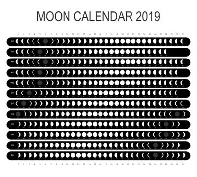 Moon calendar 2019 Illustrazione stock