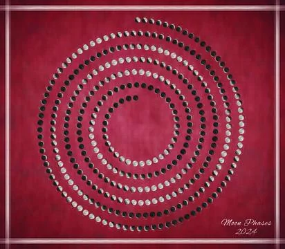 Moon Calendar 2024, Spiral Moon Phases Stock Illustration