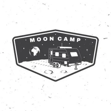 Moon camp logo, badge, patch. Vector. Concept for shirt, print, stamp, overlay Illustrazione stock