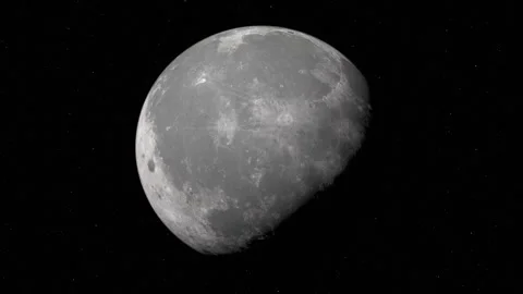 Moon Cinematic Pull Back in Space – 4K Lunar Surface Zoom Out Animation Stock Footage 341870579