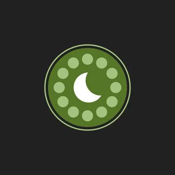 Moon with circle shape badge logo vector illustration. Moon unique symbol Stock Illustration
