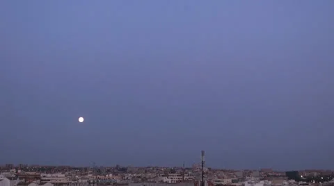 Moon on the city fast 30 Stock Footage 22983197