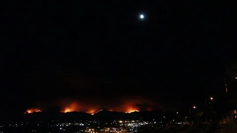 Moon, city, fire Stock Footage 109207277