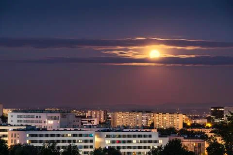 Moon in the city Stock Photos