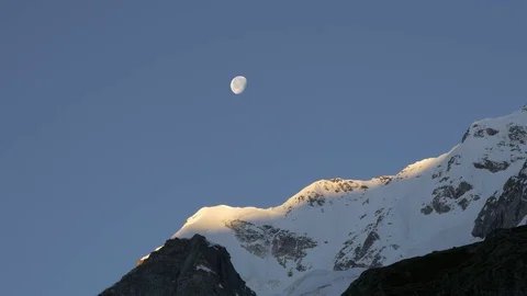 Moon with clearly visible surface over mountain Stock Footage 77248248