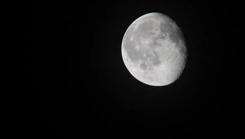 Moon close up with craters, almost full moon Видео 6530150