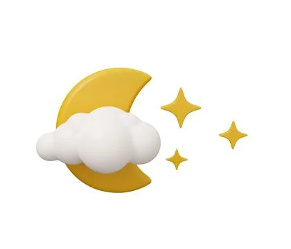 Moon cloud 3d weather. isolated minimal 3d render illustration in cartoon t.. Illustrazione stock
