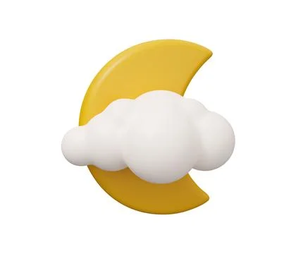 Moon cloud 3d weather. isolated minimal 3d render illustration in cartoon t.. Ilustração Stock